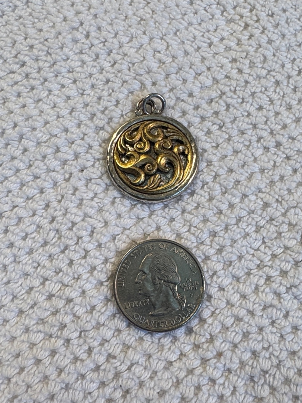 Aimez Charm Oxidized Swirl Medallion